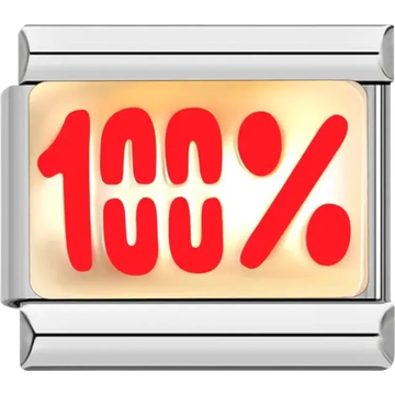 “100%” text Italian charm bracelet link