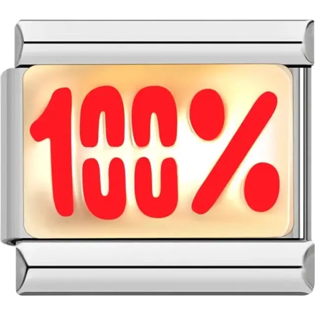 “100%” text Italian charm bracelet link