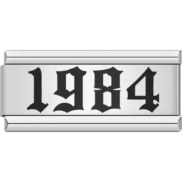 “1984” text in bold black Italian charm bracelet link