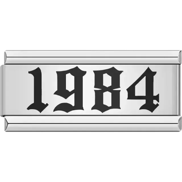 “1984” text in bold black Italian charm bracelet link