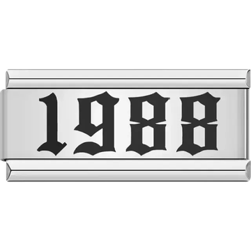 “1988” text in bold black Italian charm bracelet link