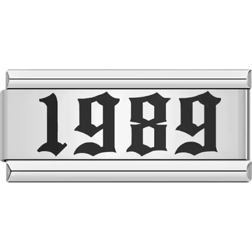 “1989” text in bold black Italian charm bracelet link