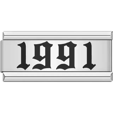 “1991” text in bold black Italian charm bracelet link