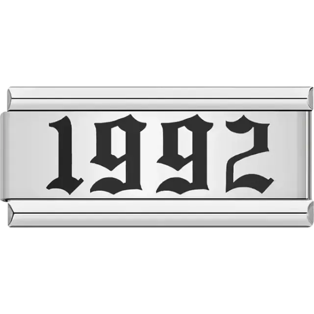 “1992” text in bold black Italian charm bracelet link