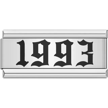 “1993” text in bold black Italian charm bracelet link