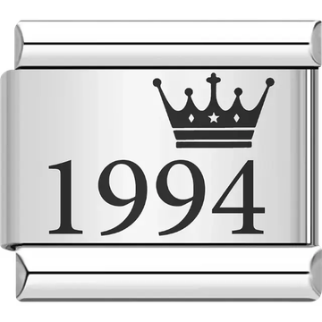 “1994” black text with a crown Italian charm bracelet link