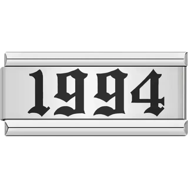 “1994” text in bold black Italian charm bracelet link