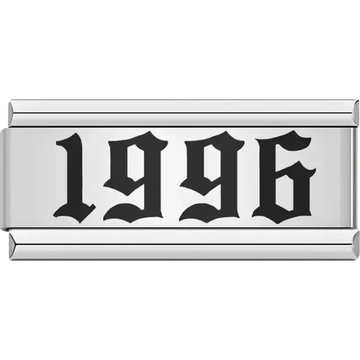 “1996” text in bold black Italian charm bracelet link