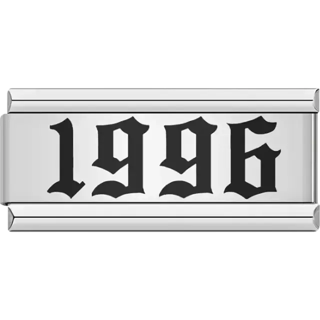 “1996” text in bold black Italian charm bracelet link