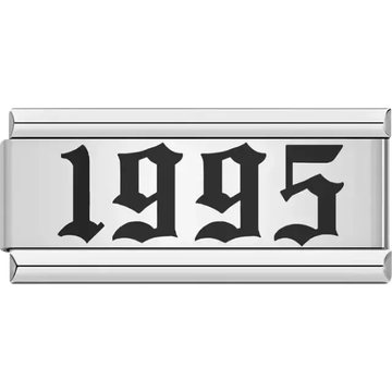 “1995” text in bold black Italian charm bracelet link