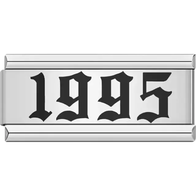 “1995” text in bold black Italian charm bracelet link