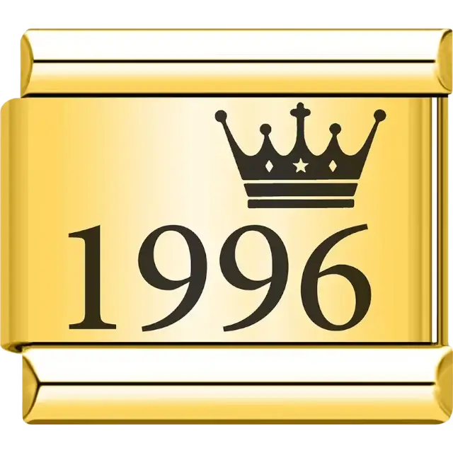 “1996” black text with a crown Italian charm bracelet link