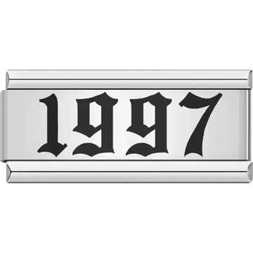 “1997” text in bold black Italian charm bracelet link