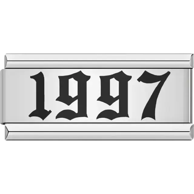 “1997” text in bold black Italian charm bracelet link