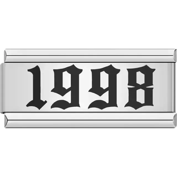 “1998” text in bold black Italian charm bracelet link
