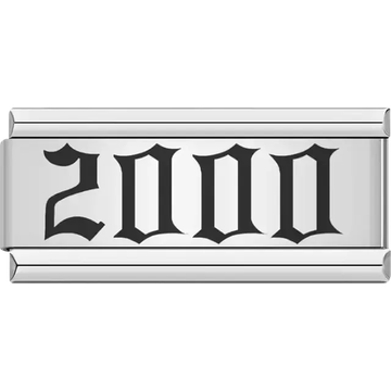 “2000” text in bold black Italian charm bracelet link