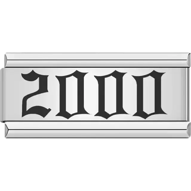 “2000” text in bold black Italian charm bracelet link