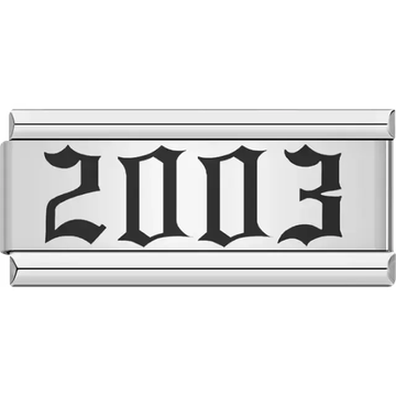“2003” text in bold black Italian charm bracelet link