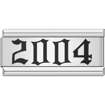 “2004” text in bold black Italian charm bracelet link