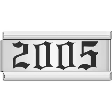 “2005” text in bold black Italian charm bracelet link