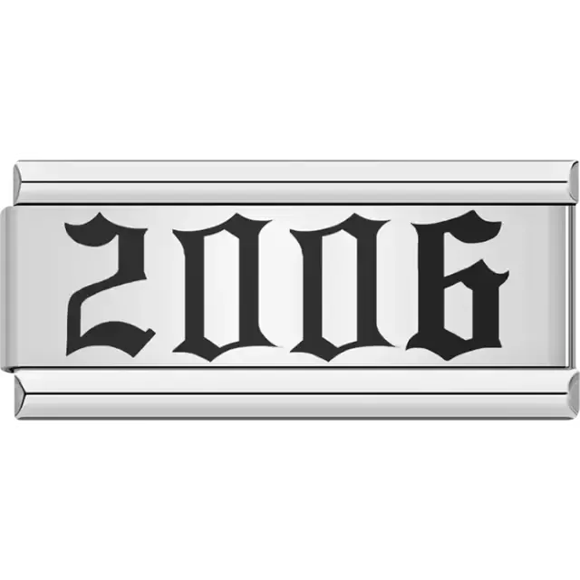 “2006” text in bold black Italian charm bracelet link