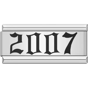 “2007” text in bold black Italian charm bracelet link