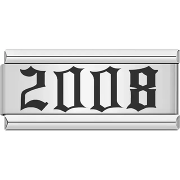 “2008” text in bold black Italian charm bracelet link