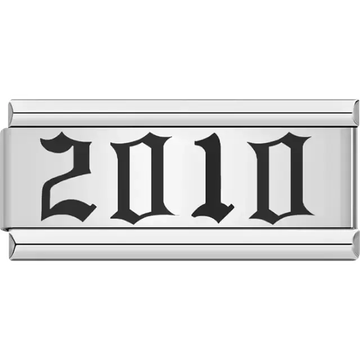 “2010” text in bold black Italian charm bracelet link