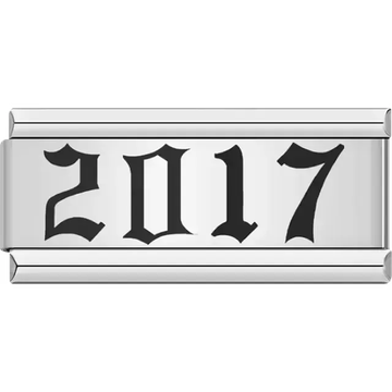 “2017” text in bold black Italian charm bracelet link