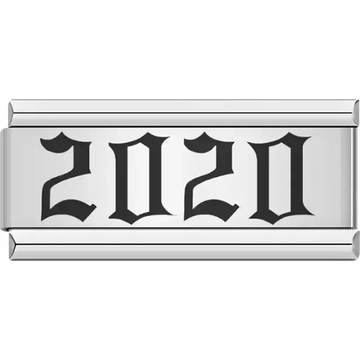 “2020” text in bold black Italian charm bracelet link