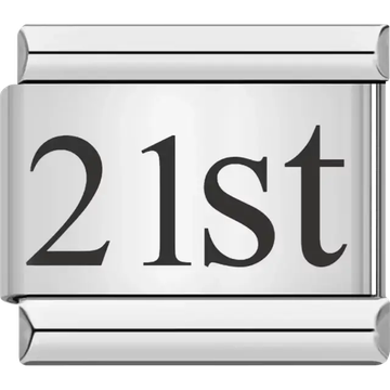 Black "21st" text Italian charm bracelet link