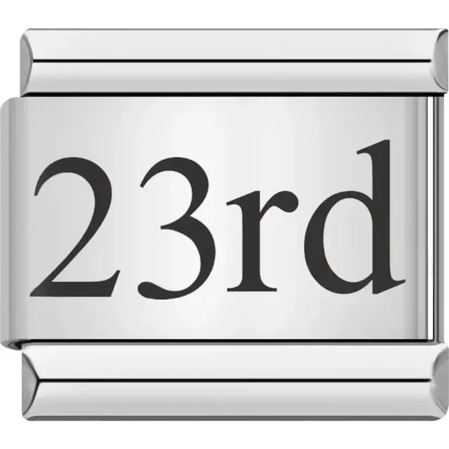 Black "23rd" text Italian charm bracelet link