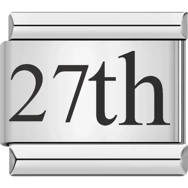 Black "27th" text Italian charm bracelet link