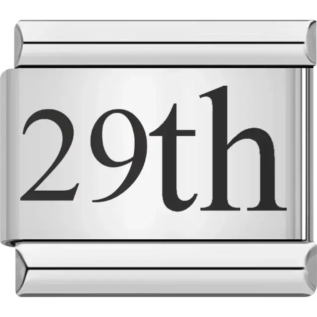 Black "29th" text Italian charm bracelet link