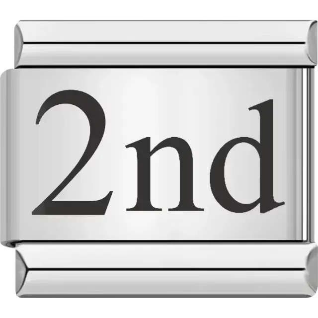 Black "2nd" text Italian charm bracelet link