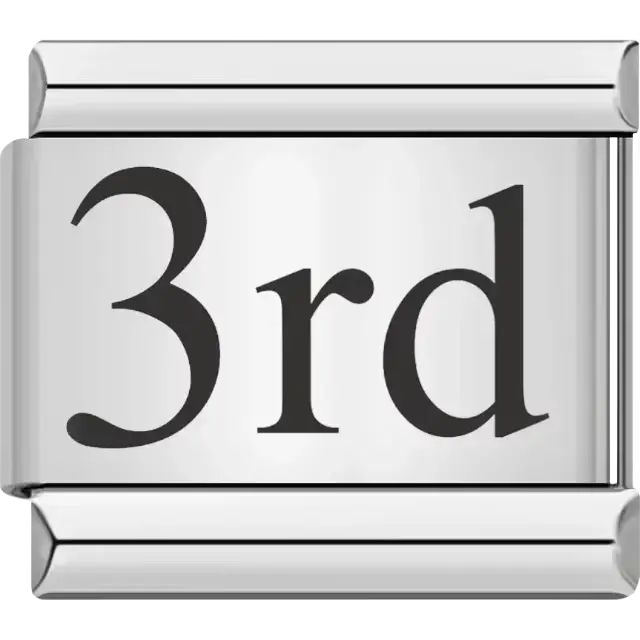 Black "3rd" text Italian charm bracelet link