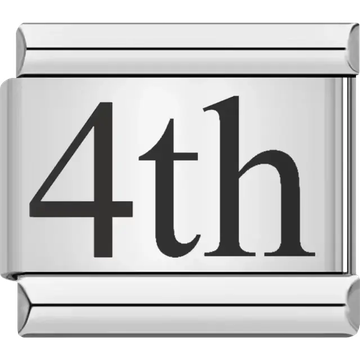 Black "4th" text Italian charm bracelet link