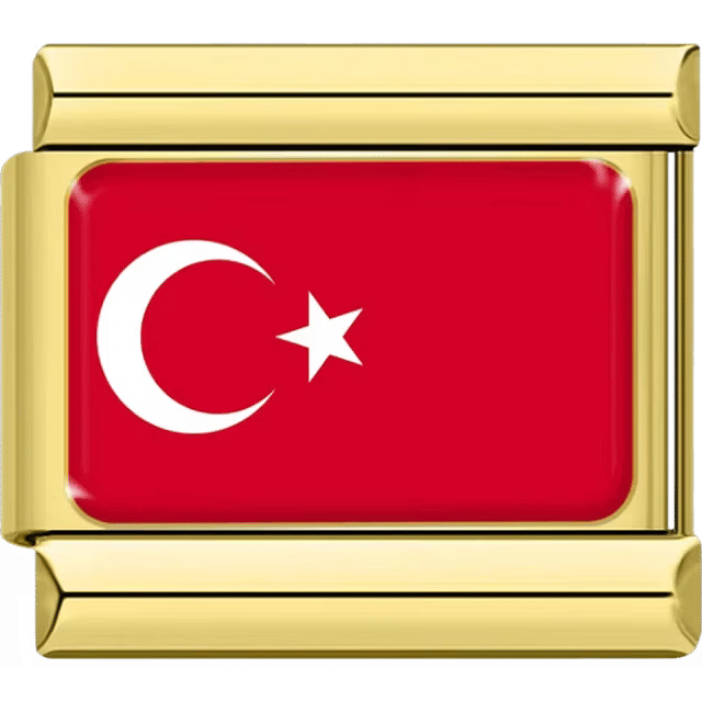 Turkey flag in gold Italian charm
