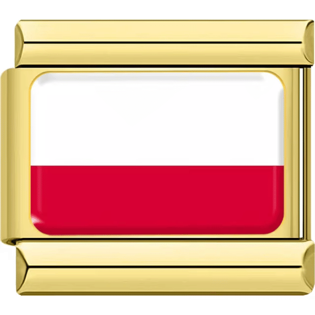 Poland flag in gold Italian charm