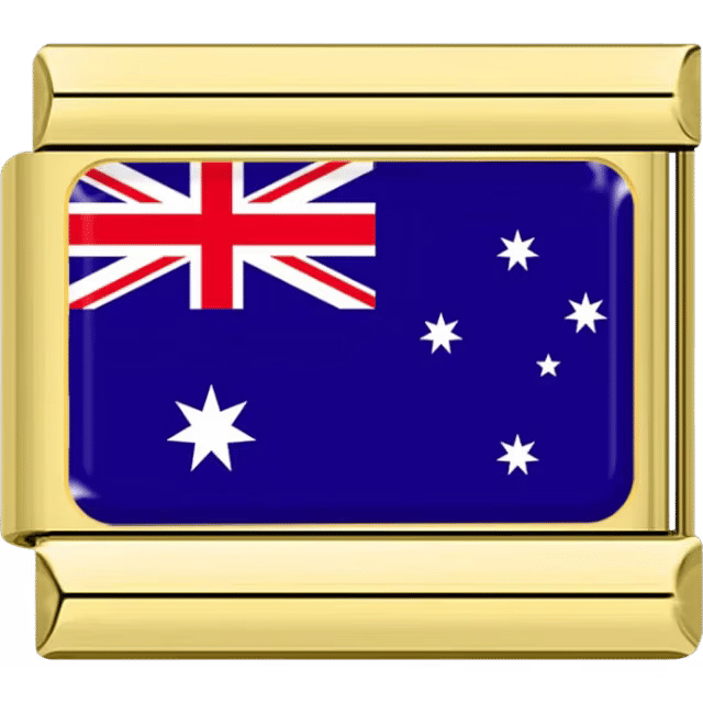 Australia flag in gold Italian charm