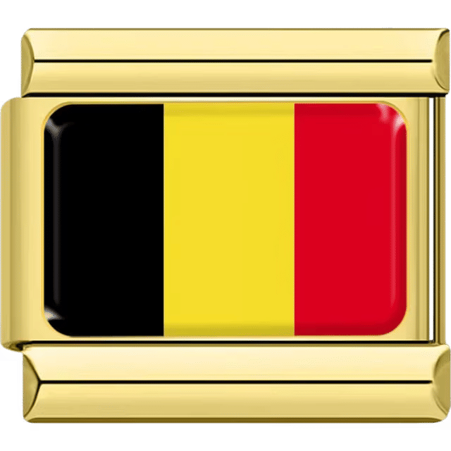 Belgium flag in gold Italian charm