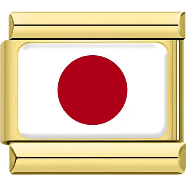 Japan flag in gold Italian charm