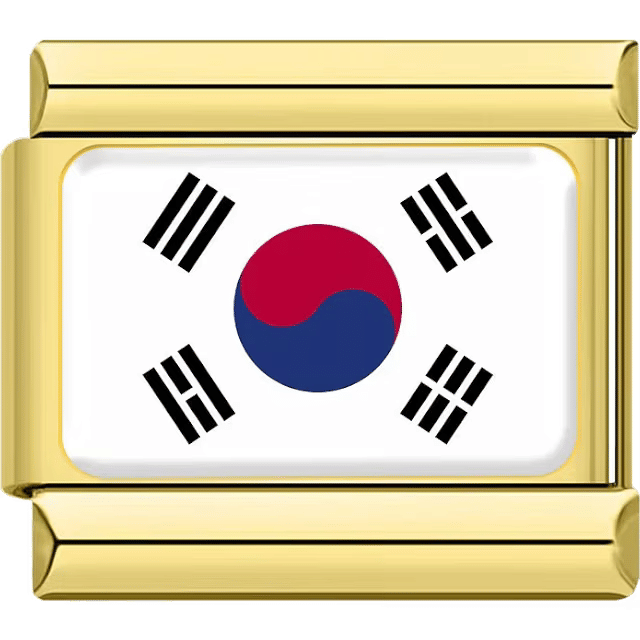 South Korea flag in gold Italian charm