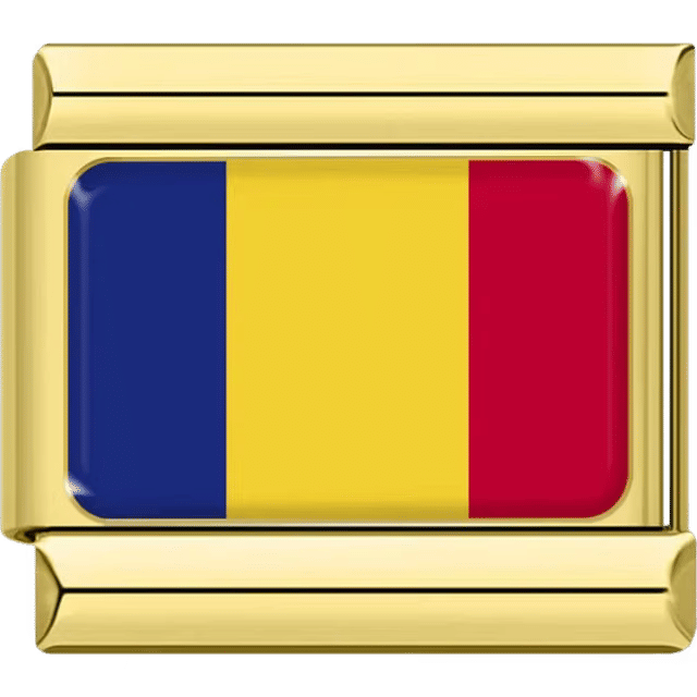 Romania flag in gold Italian charm