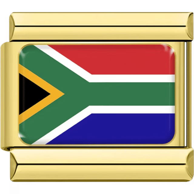 South Africa flag in gold Italian charm