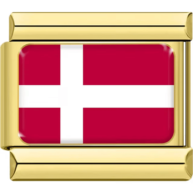 Denmark flag in gold Italian charm