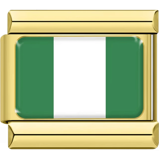 Nigeria flag in gold Italian charm