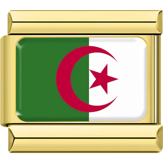Algeria flag in gold Italian charm