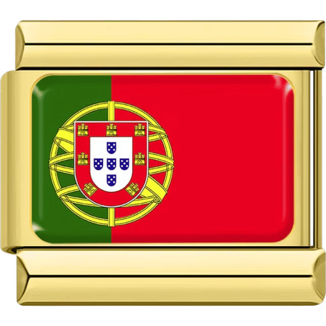 Portugal flag in gold Italian charm