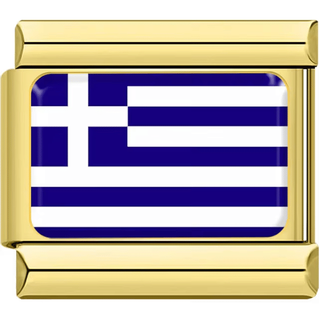 Greece flag in gold Italian charm